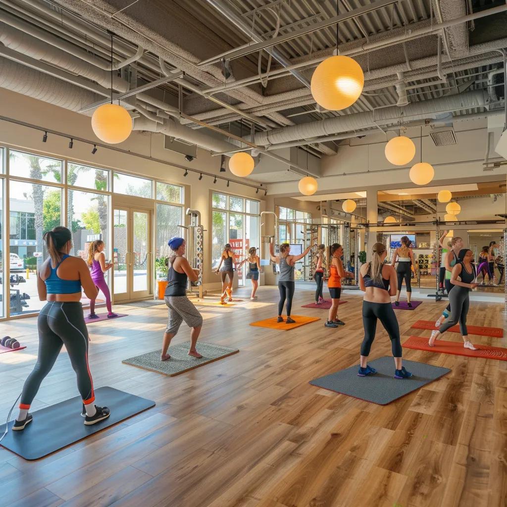 Small group personal training session in Palms Blvd with energetic instructor and engaged participants.